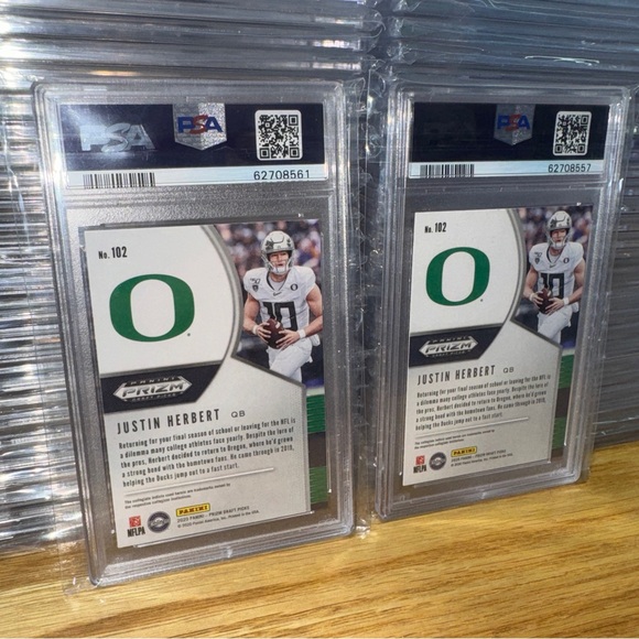 (2) 2020 Panini Prizm Justin Herbert RC DP Chargers QB PSA 10 Gem Mint - LOT 2 - Picture 2 of 2